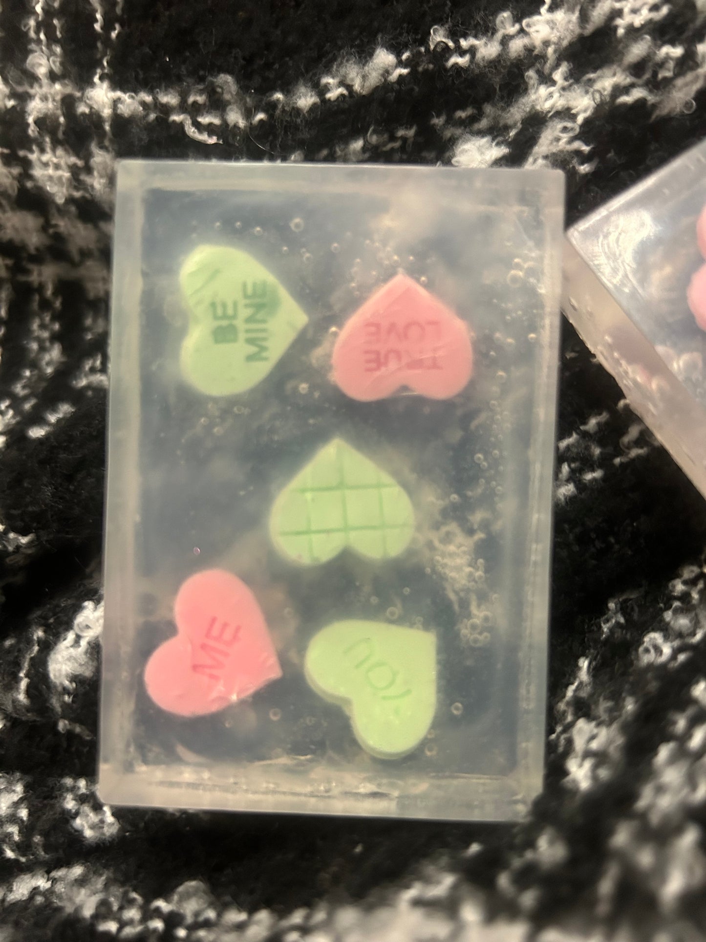 Clear Valentine soap bars ￼