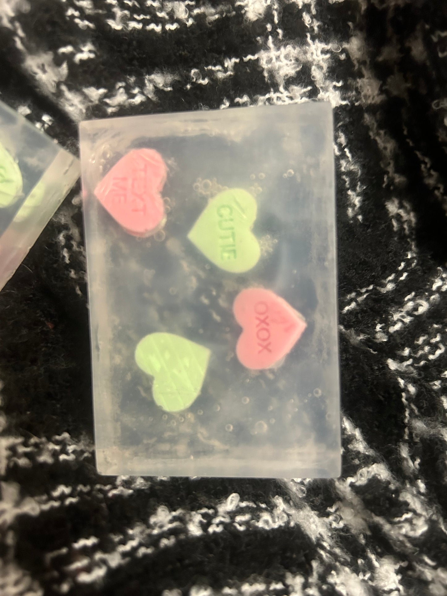 Clear Valentine soap bars ￼