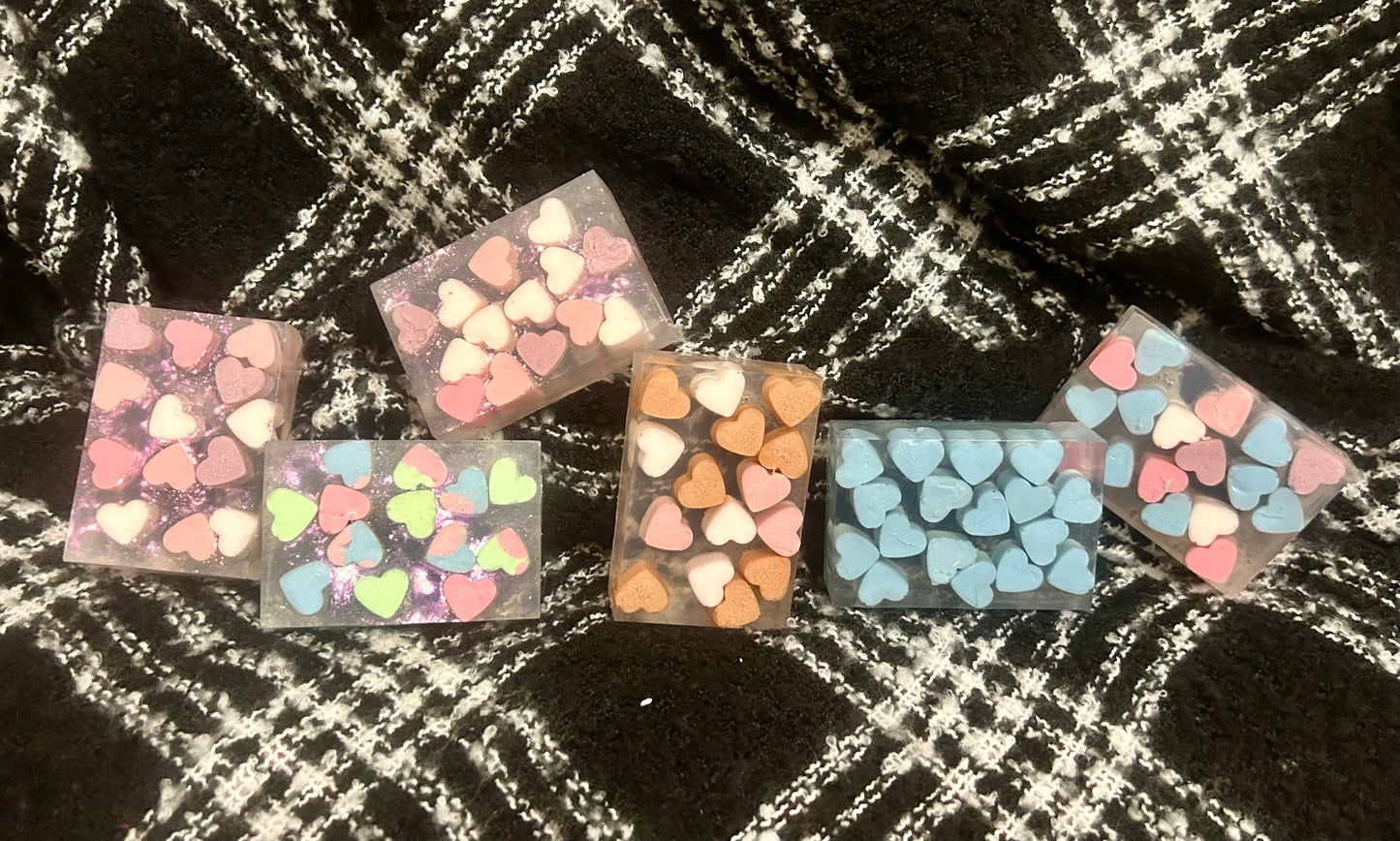 Clear Valentine soap bars ￼
