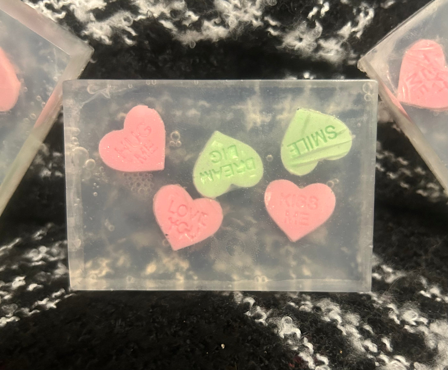 Clear Valentine soap bars ￼